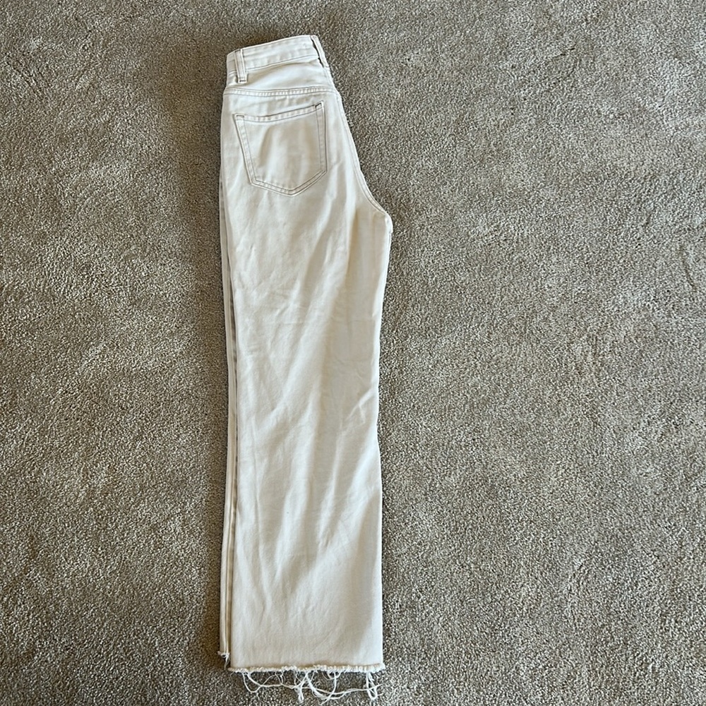 Pacsun 90's Boyfriend Cream Denim Distressed Jeans Destroyed Denim Jeans Size 25 - Picture 5 of 7